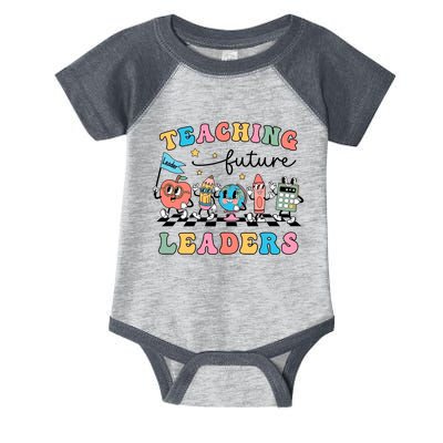 Teaching Future Leaders Back To School Kindergarten Teacher Groovy Infant Baby Jersey Bodysuit