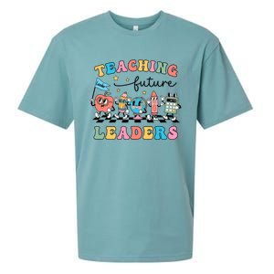 Teaching Future Leaders Back To School Kindergarten Teacher Groovy Sueded Cloud Jersey T-Shirt