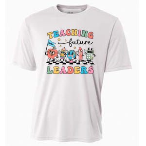 Teaching Future Leaders Back To School Kindergarten Teacher Groovy Cooling Performance Crew T-Shirt