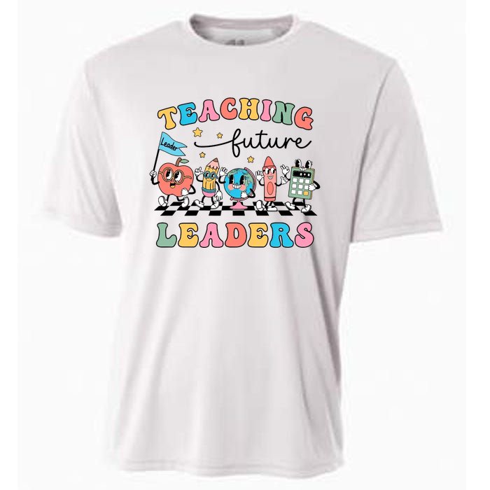 Teaching Future Leaders Back To School Kindergarten Teacher Groovy Cooling Performance Crew T-Shirt