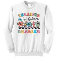 Teaching Future Leaders Back To School Kindergarten Teacher Groovy Sweatshirt