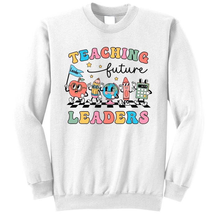 Teaching Future Leaders Back To School Kindergarten Teacher Groovy Sweatshirt