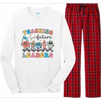 Teaching Future Leaders Back To School Kindergarten Teacher Groovy Long Sleeve Pajama Set