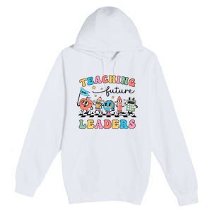 Teaching Future Leaders Back To School Kindergarten Teacher Groovy Premium Pullover Hoodie