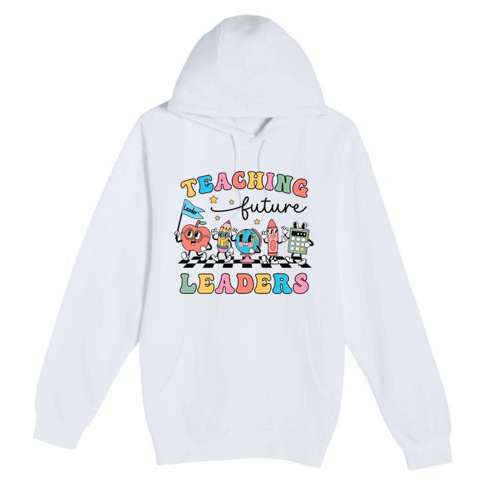 Teaching Future Leaders Back To School Kindergarten Teacher Groovy Premium Pullover Hoodie