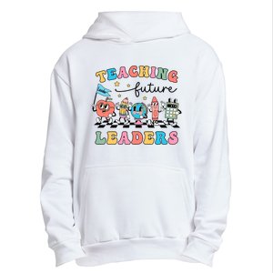 Teaching Future Leaders Back To School Kindergarten Teacher Groovy Urban Pullover Hoodie