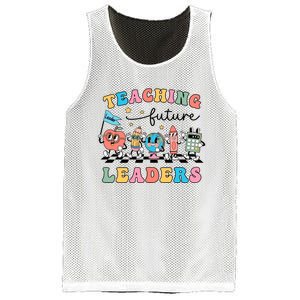 Teaching Future Leaders Back To School Kindergarten Teacher Groovy Mesh Reversible Basketball Jersey Tank