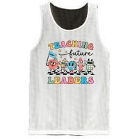 Teaching Future Leaders Back To School Kindergarten Teacher Groovy Mesh Reversible Basketball Jersey Tank