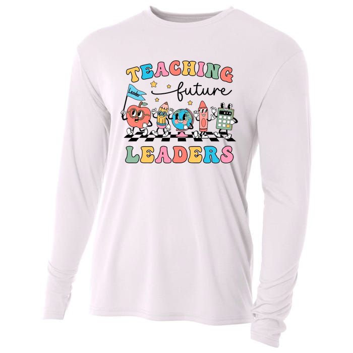 Teaching Future Leaders Back To School Kindergarten Teacher Groovy Cooling Performance Long Sleeve Crew