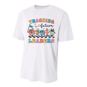 Teaching Future Leaders Back To School Kindergarten Teacher Groovy Performance Sprint T-Shirt