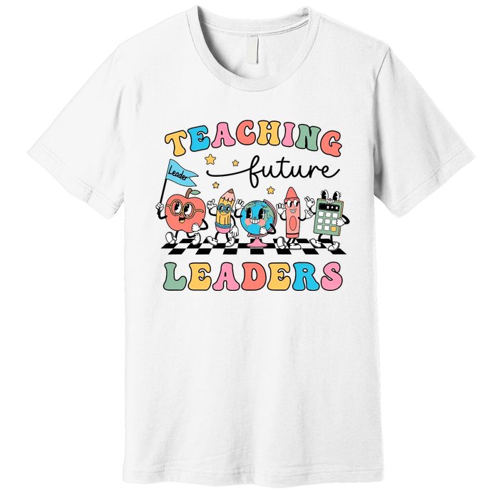 Teaching Future Leaders Back To School Kindergarten Teacher Groovy Premium T-Shirt