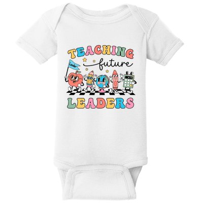 Teaching Future Leaders Back To School Kindergarten Teacher Groovy Baby Bodysuit