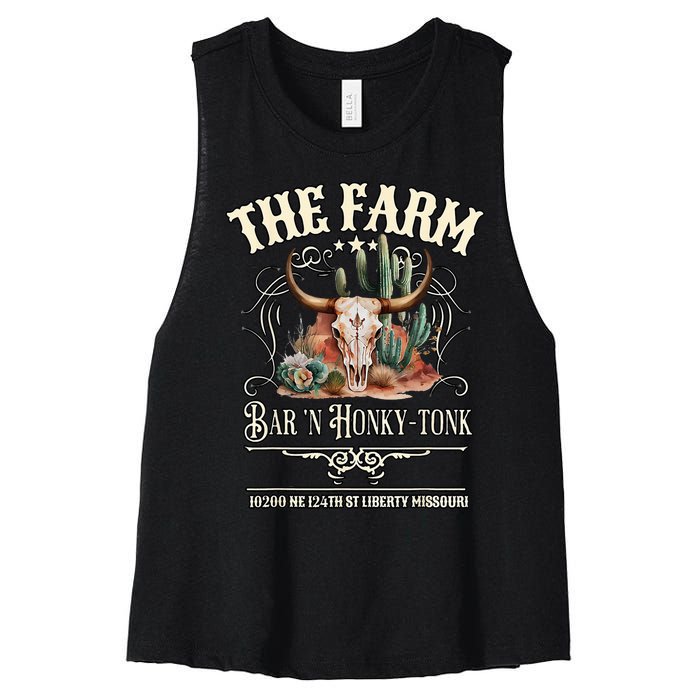 The Farm Liberty Missouri USA Bar Honkytonk Music Women's Racerback Cropped Tank