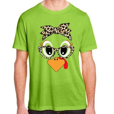 Turkey Face Leopard Headband Glasses Thanksgiving Women Gift Adult ChromaSoft Performance T-Shirt