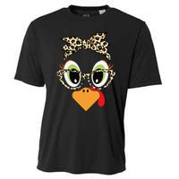 Turkey Face Leopard Headband Glasses Thanksgiving Women Gift Cooling Performance Crew T-Shirt