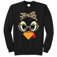 Turkey Face Leopard Headband Glasses Thanksgiving Women Gift Sweatshirt