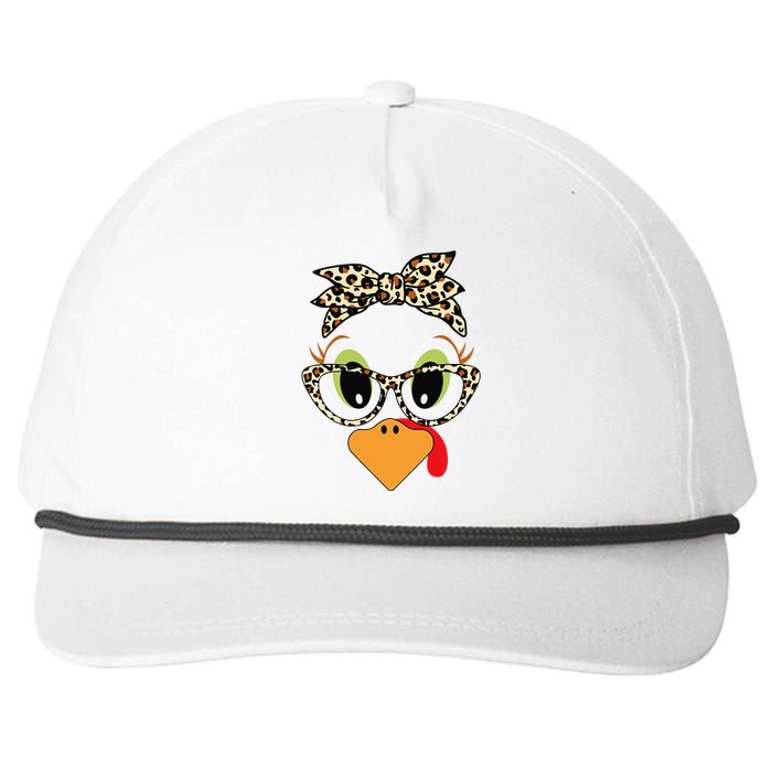 Turkey Face Leopard Headband Glasses Thanksgiving Women Gift Snapback Five-Panel Rope Hat