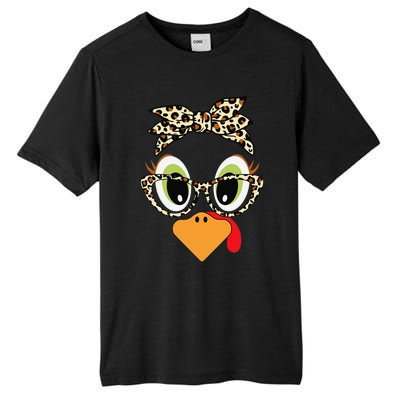 Turkey Face Leopard Headband Glasses Thanksgiving Women Gift Tall Fusion ChromaSoft Performance T-Shirt