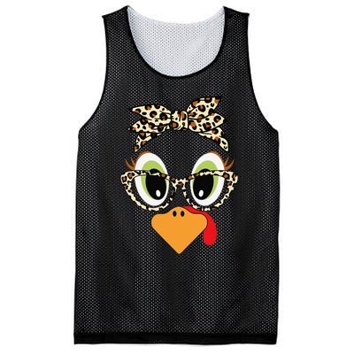 Turkey Face Leopard Headband Glasses Thanksgiving Women Gift Mesh Reversible Basketball Jersey Tank