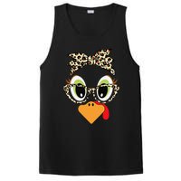 Turkey Face Leopard Headband Glasses Thanksgiving Women Gift PosiCharge Competitor Tank