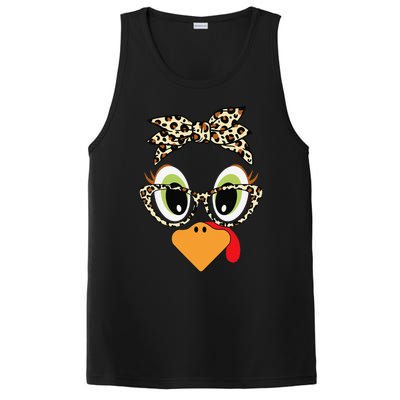 Turkey Face Leopard Headband Glasses Thanksgiving Women Gift PosiCharge Competitor Tank