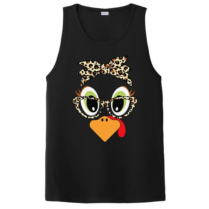 Turkey Face Leopard Headband Glasses Thanksgiving Women Gift PosiCharge Competitor Tank