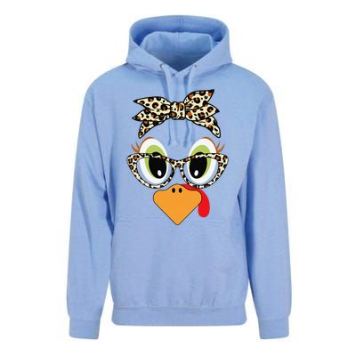 Turkey Face Leopard Headband Glasses Thanksgiving Women Gift Unisex Surf Hoodie