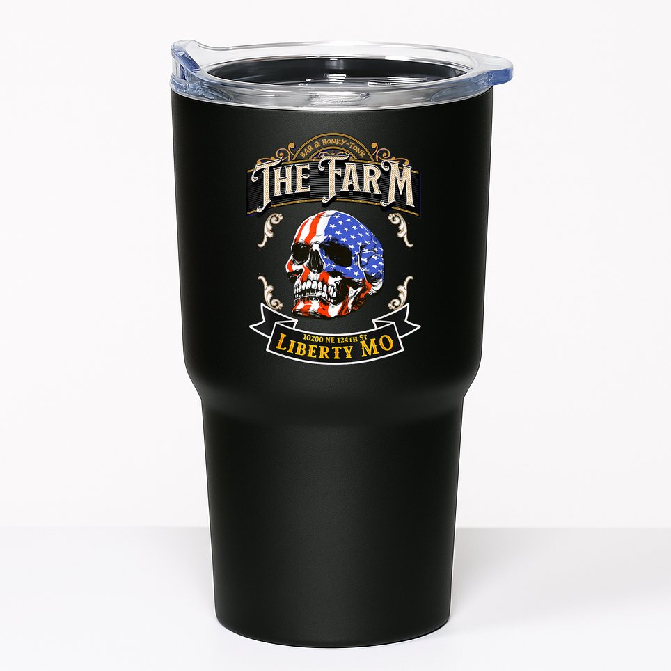 The Farm Liberty Missouri USA Bar Honkytonk American Skull Tumbler