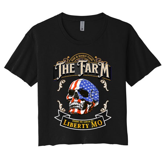 The Farm Liberty Missouri USA Bar Honkytonk American Skull Crop Top