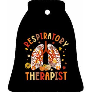 Thankful for Lungs Fall Respiratory Therapist Gift Ceramic Bell Ornament