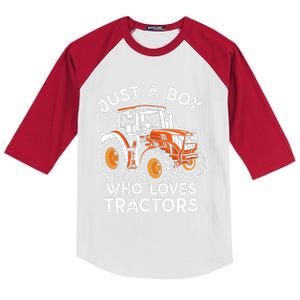 Truck Farm Lifestyle Just A Boy Who Loves Tractors Boy Kids Colorblock Raglan Jersey