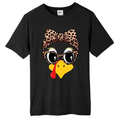 Turkey Face Leopard Print Glasses and Headband Thanksgiving Tall Fusion ChromaSoft Performance T-Shirt