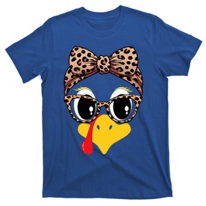 Turkey Face Leopard Print Glasses and Headband Thanksgiving T-Shirt