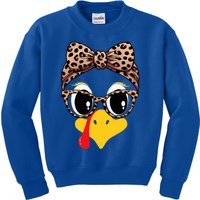 Turkey Face Leopard Print Glasses and Headband Thanksgiving Kids Sweatshirt