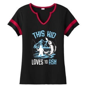 This Fish Loves To Fish Funny Fishing Boy Gifts Ladies Halftime Notch Neck Tee