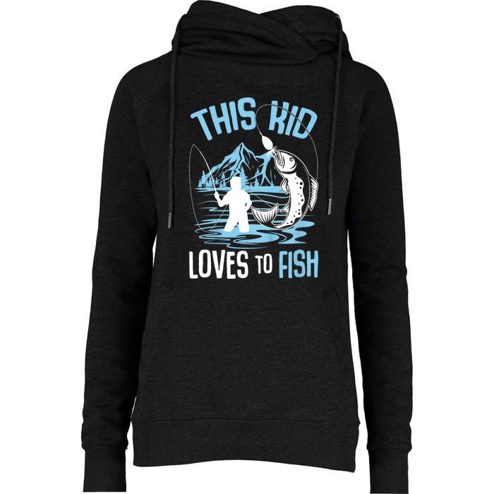 This Fish Loves To Fish Funny Fishing Boy Gifts Womens Funnel Neck Pullover Hood