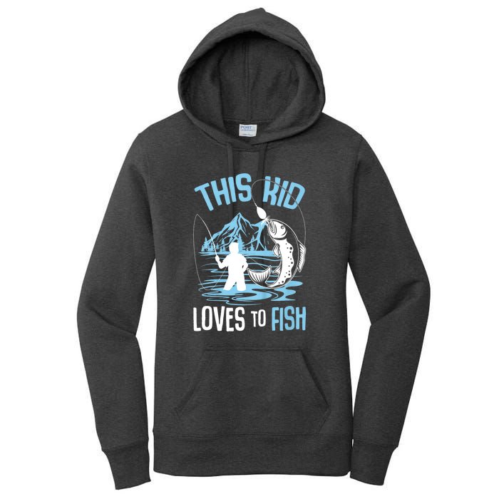 This Fish Loves To Fish Funny Fishing Boy Gifts Women's Pullover Hoodie