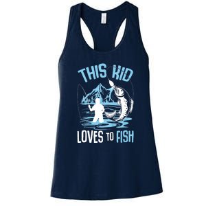 This Fish Loves To Fish Funny Fishing Boy Gifts Women's Racerback Tank