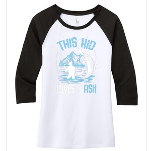 This Fish Loves To Fish Funny Fishing Boy Gifts Women's Tri-Blend 3/4-Sleeve Raglan Shirt