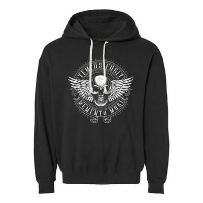 Tempus Fugit Memento Mori Latin Phrase Garment-Dyed Fleece Hoodie