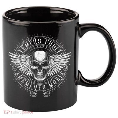 Tempus Fugit Memento Mori Latin Phrase 11oz C Handle Ceramic Mug