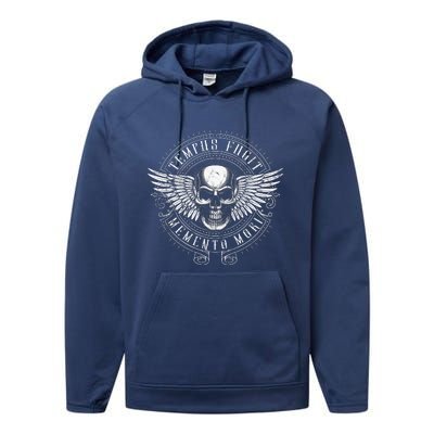 Tempus Fugit Memento Mori Latin Phrase Performance Fleece Hoodie