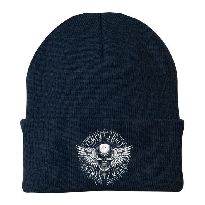 Tempus Fugit Memento Mori Latin Phrase Knit Cap Winter Beanie