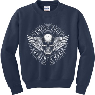 Tempus Fugit Memento Mori Latin Phrase Kids Sweatshirt