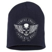 Tempus Fugit Memento Mori Latin Phrase Short Acrylic Beanie