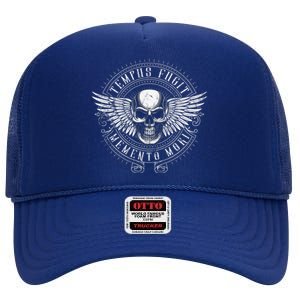 Tempus Fugit Memento Mori Latin Phrase High Crown Mesh Back Trucker Hat