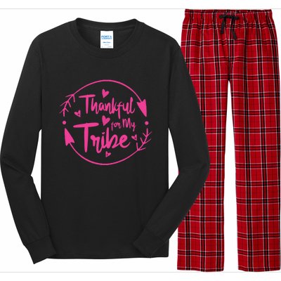 Thankful For My Tribe Funny Mom Life Family Mommy Cute Mom Cute Gift Long Sleeve Pajama Set