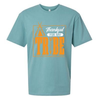 Thankful For My Tribe Tent Family Cohesion Cool Gift Sueded Cloud Jersey T-Shirt