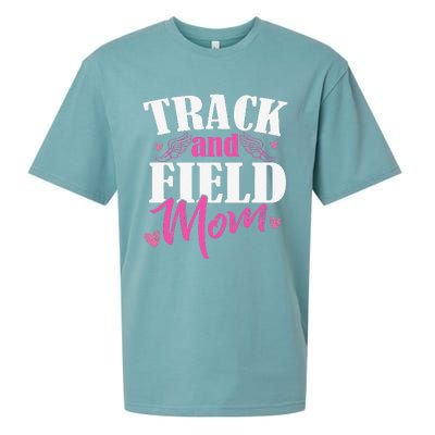 Track & Field Mom Sports Running Proud MotherS Day Sueded Cloud Jersey T-Shirt