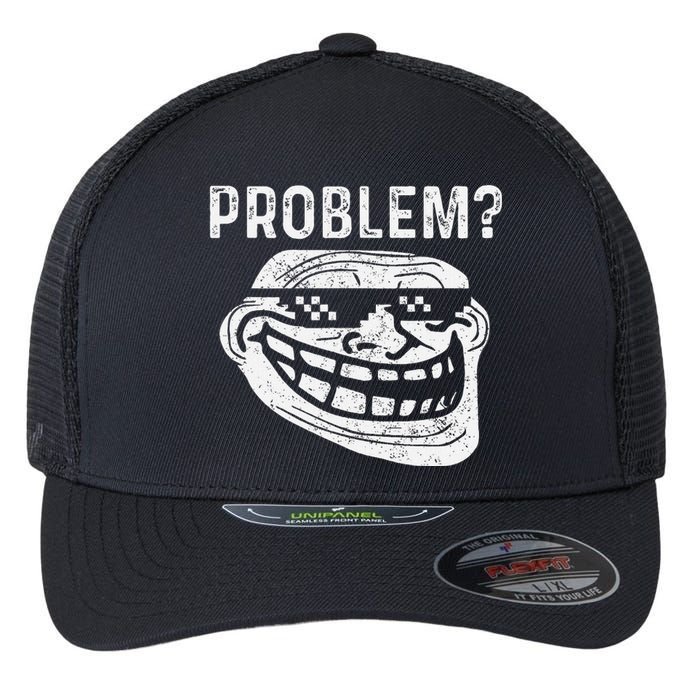 Troll Face Meme Problem Funny Flexfit Unipanel Trucker Cap